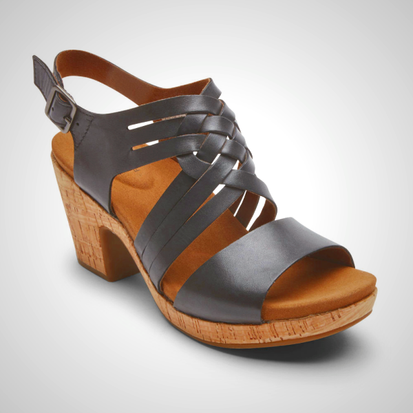 Rockport Sandals For Womens Black - Vivianne Woven Slingback - LM7512836